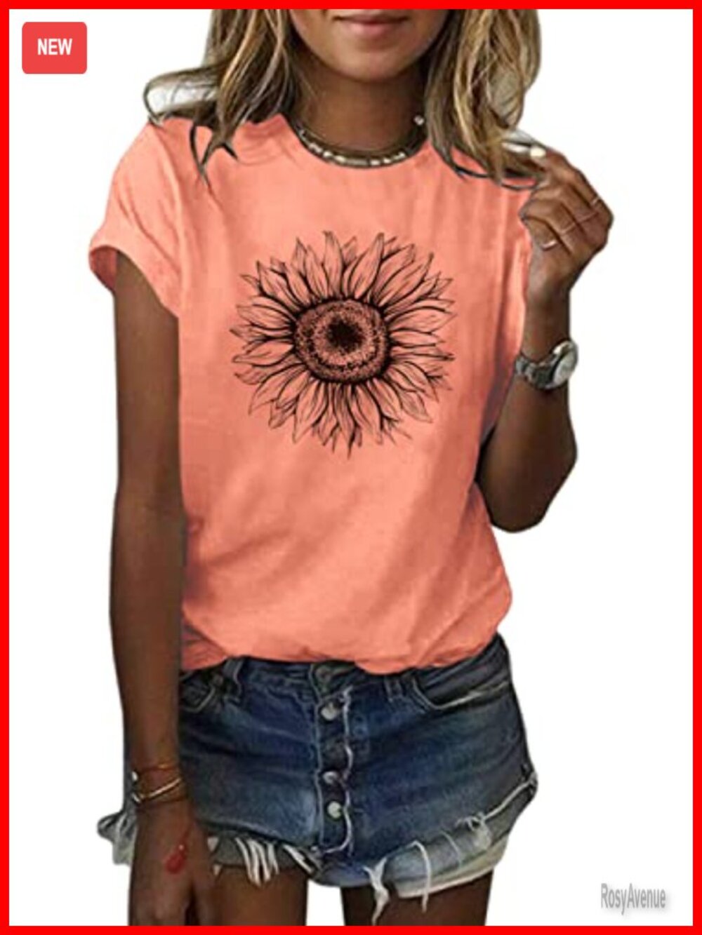 Women's Sunflower Graphic Short Sleeve Crew Neck Loose Casual T-Shirt